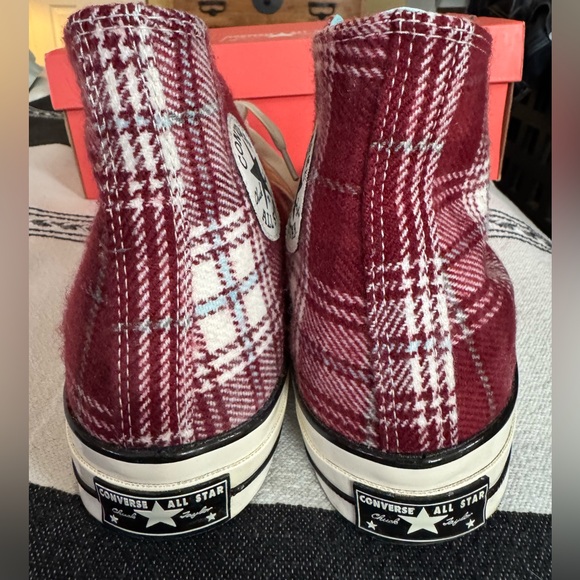 Converse Chuck 70 Burgundy Plaid High-Top Sneakers size 10.5 - Picture 4 of 6